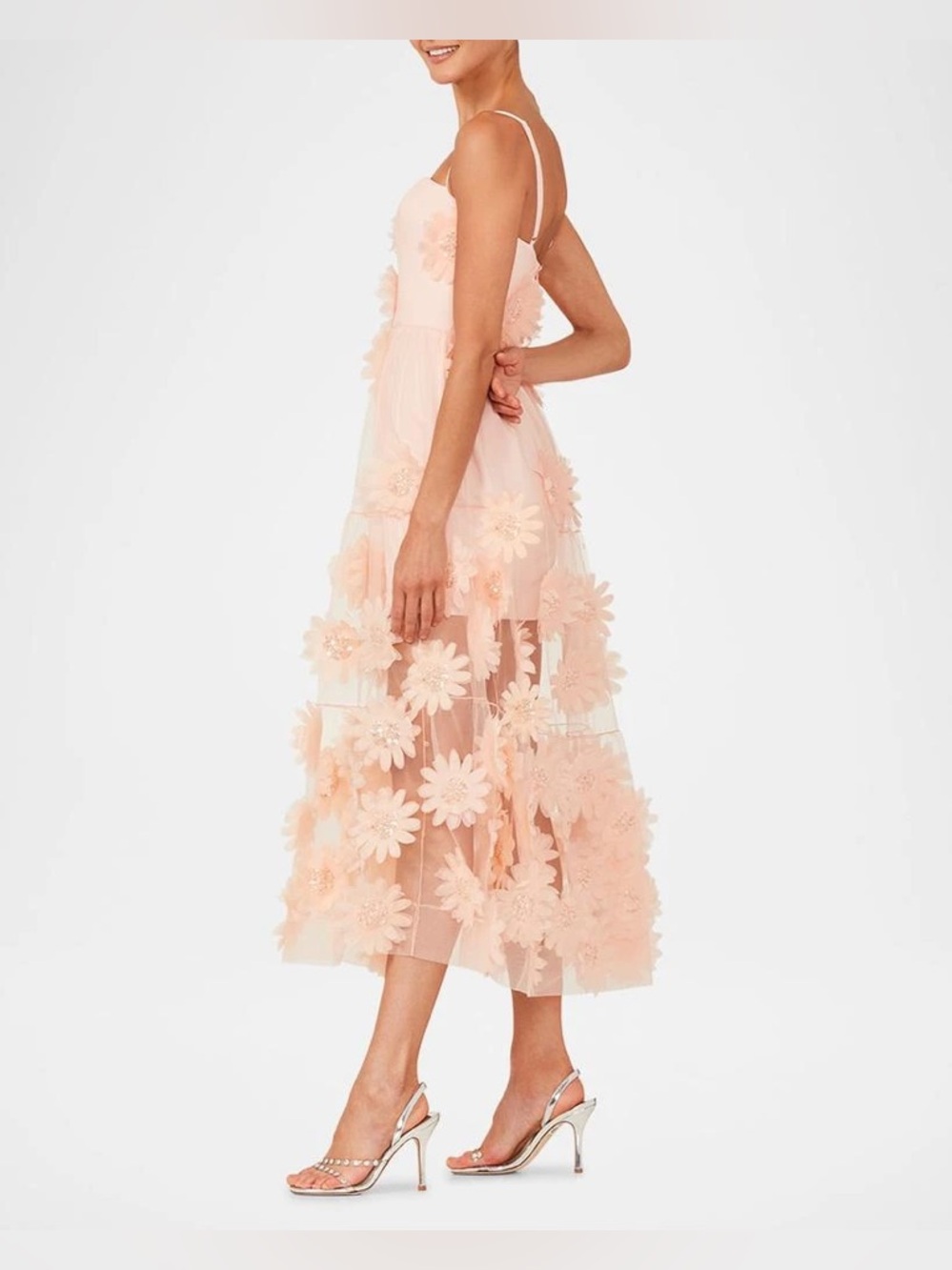 Helsi Exclusive Audrey 3D Floral Midi Dress in blush Size XS NWT - Picture 2 of 8